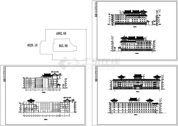 杭州某地豪华新天地大酒店全套建筑施工设计cad图纸-图一