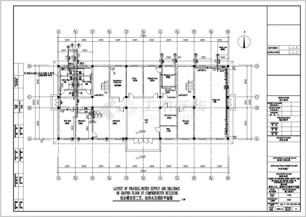 国外某氧化沟工艺CAD设计全套图纸综合楼-图二