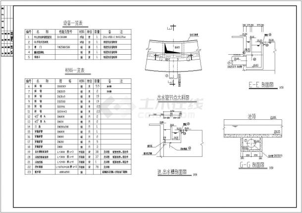 北京市某A2O工艺污水处理厂图纸二沉池CAD给排水构造设计图-图二