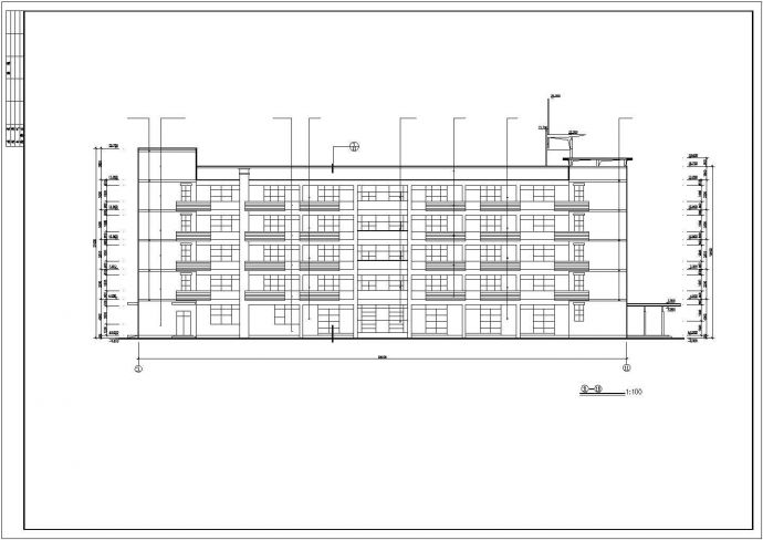 某4050平米五层办公楼建筑施工图（长54米 宽15.3米 ）_图1