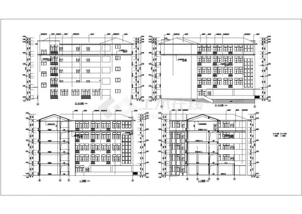 某中学6170平米5层框架结构教学楼全套建筑CAD设计图纸-图二