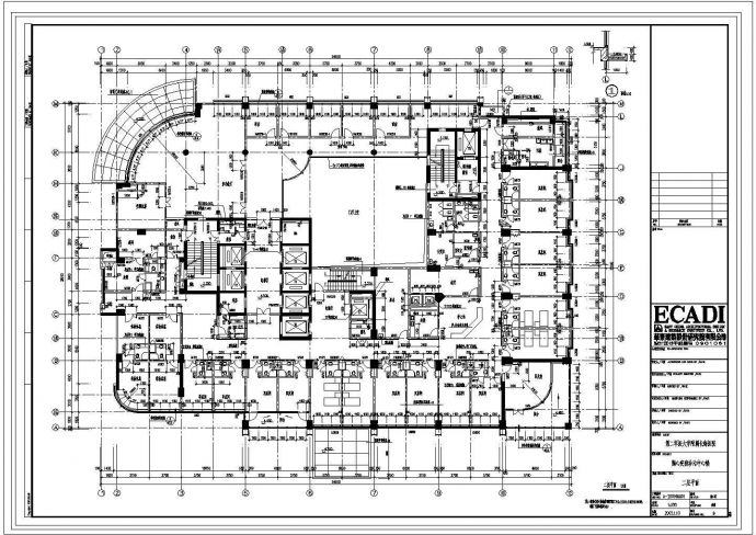 某医院施工图二层平面CAD详细节点完整图纸_图1