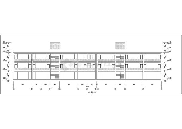 某小学2300平米3层框架结构教学楼全套建筑CAD设计图纸-图二