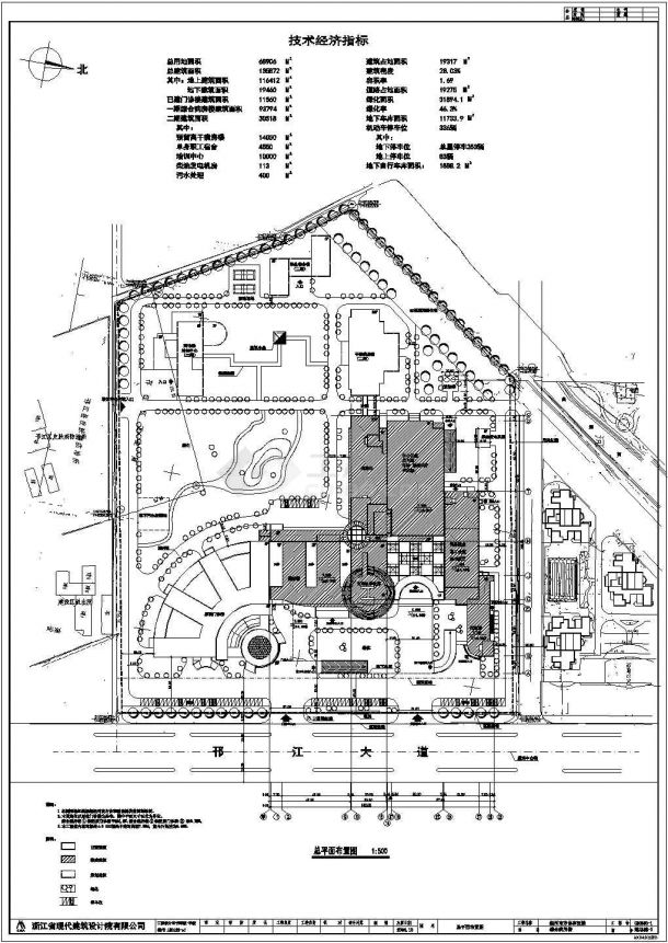 某医院CAD设计完整建筑施工图总平面布置图-图一