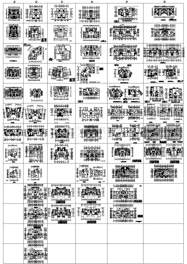 某地区大型居住小区民房楼建筑户型平面设计施工CAD图纸-图一