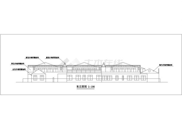 某现代化小区1900平米2层框架结构社区幼儿园平立剖面设计CAD图纸-图一