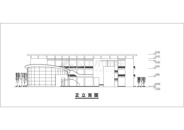 3940平米3层钢混框架结构私立幼儿园平立剖面设计CAD图纸-图一