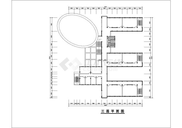 3940平米3层钢混框架结构私立幼儿园平立剖面设计CAD图纸-图二