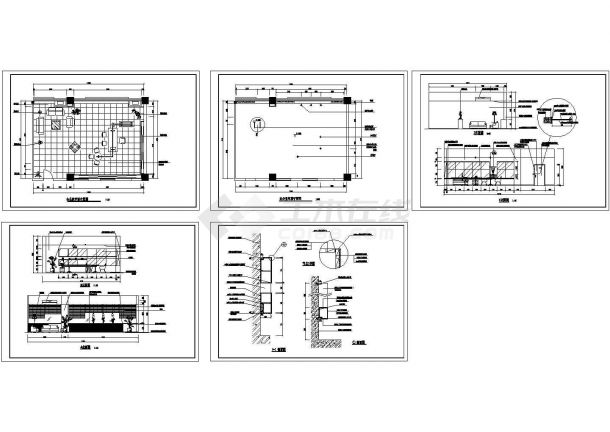 某地豪华餐厅店长办公室全套建筑施工设计cad图（含办公室平面布置图）-图一