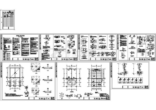 [江苏]单层框架结构消防水池水泵房结构设计图-图一