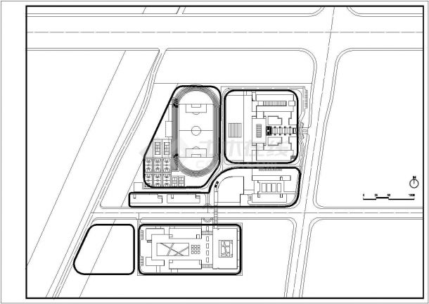 某科技学校CAD建筑大样详细完整构造设计总平面-图二