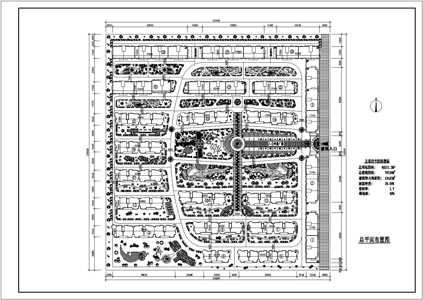 某地区高档住宅小区建筑规划平面设计施工CAD图纸