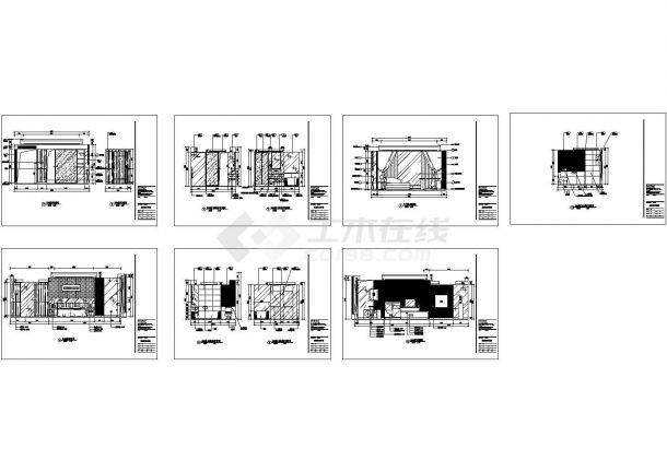 五星酒店客房内部空间设计CAD图纸-图二