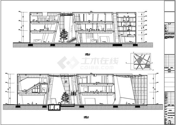 某10662平米展览展馆建筑CAD初步设计方案图剖面图-图一