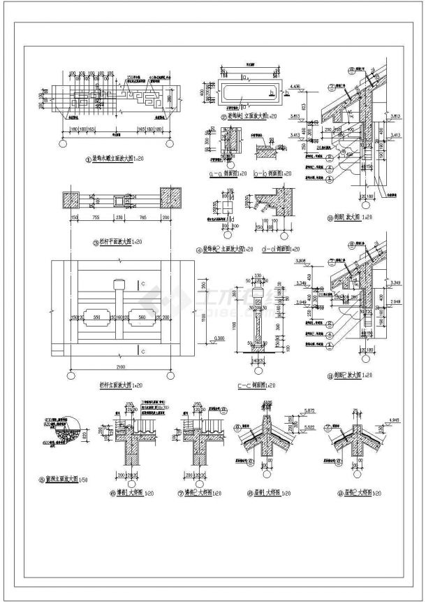 某亭廊建筑CAD大样节点设计施工图-图一