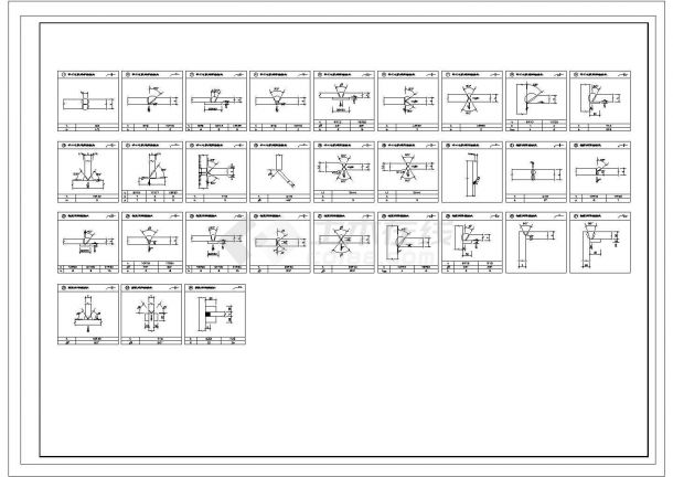 某钢框架标准焊接CAD设计完整构造大样图-图一
