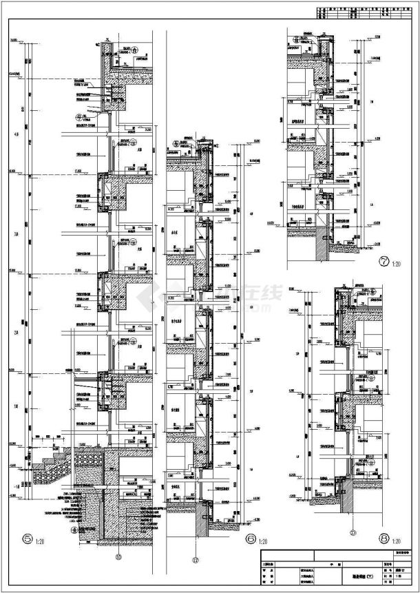 某长116.4米 宽55.2米 4+1地下层16572.81平博物馆CAD建筑施工图墙身详图-图二