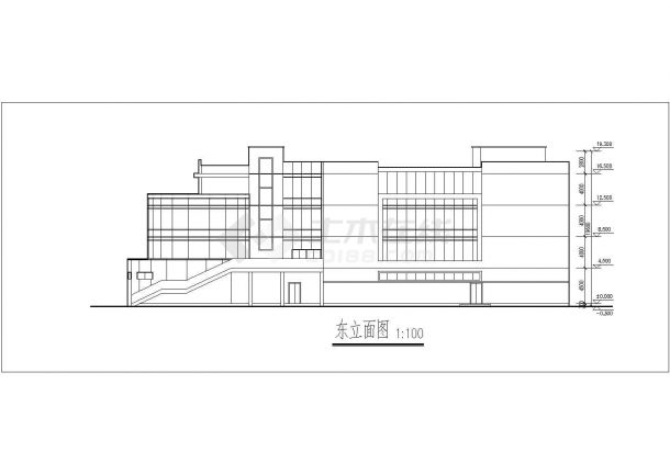 某长64米 宽55.7米 4层大学展览馆CAD建筑CAD设计大样完整方案各层平面 2立1剖-图二