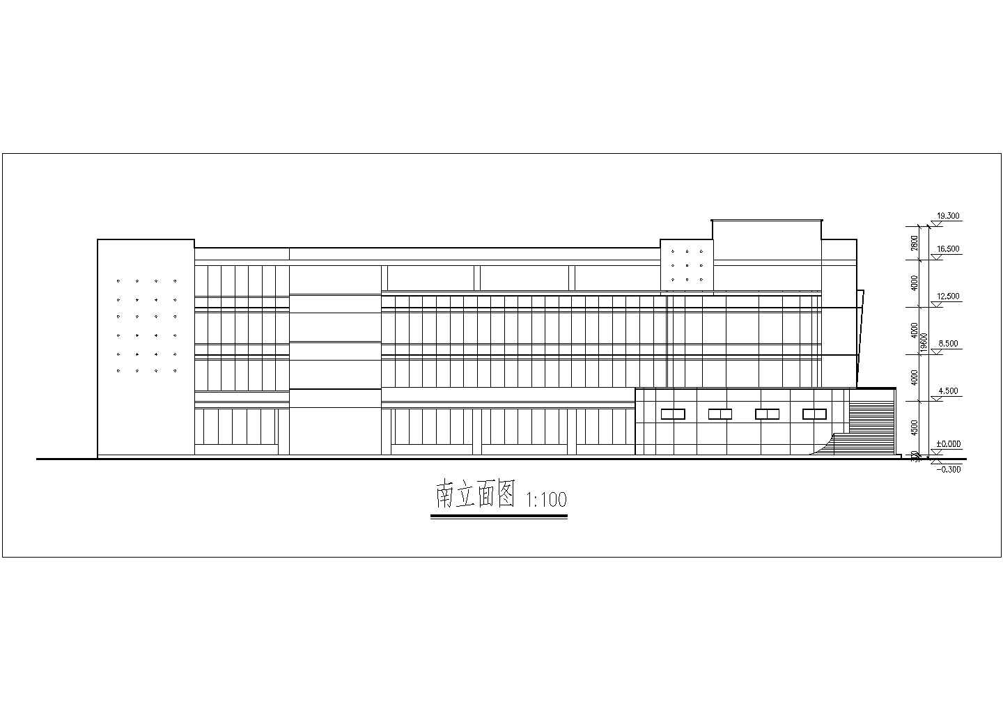 某长64米 宽55.7米 4层大学展览馆CAD建筑CAD设计大样完整方案各层平面 2立1剖