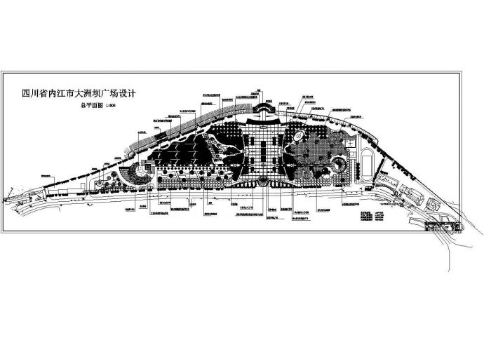 某大洲坝广场CAD节点剖面设计图_图1