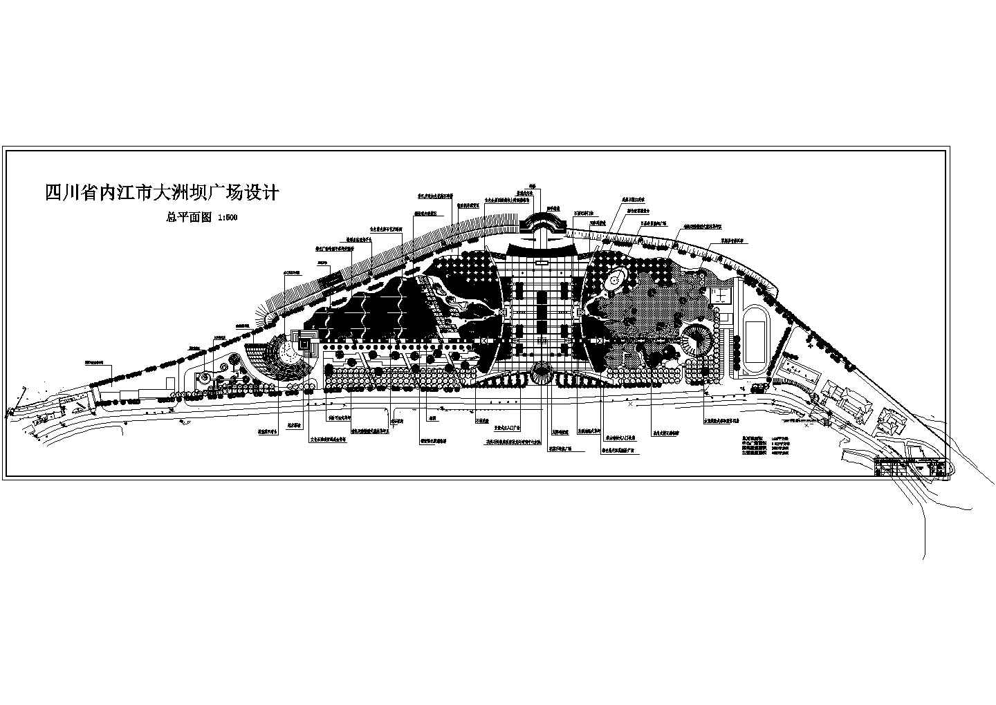 某大洲坝广场CAD节点剖面设计图