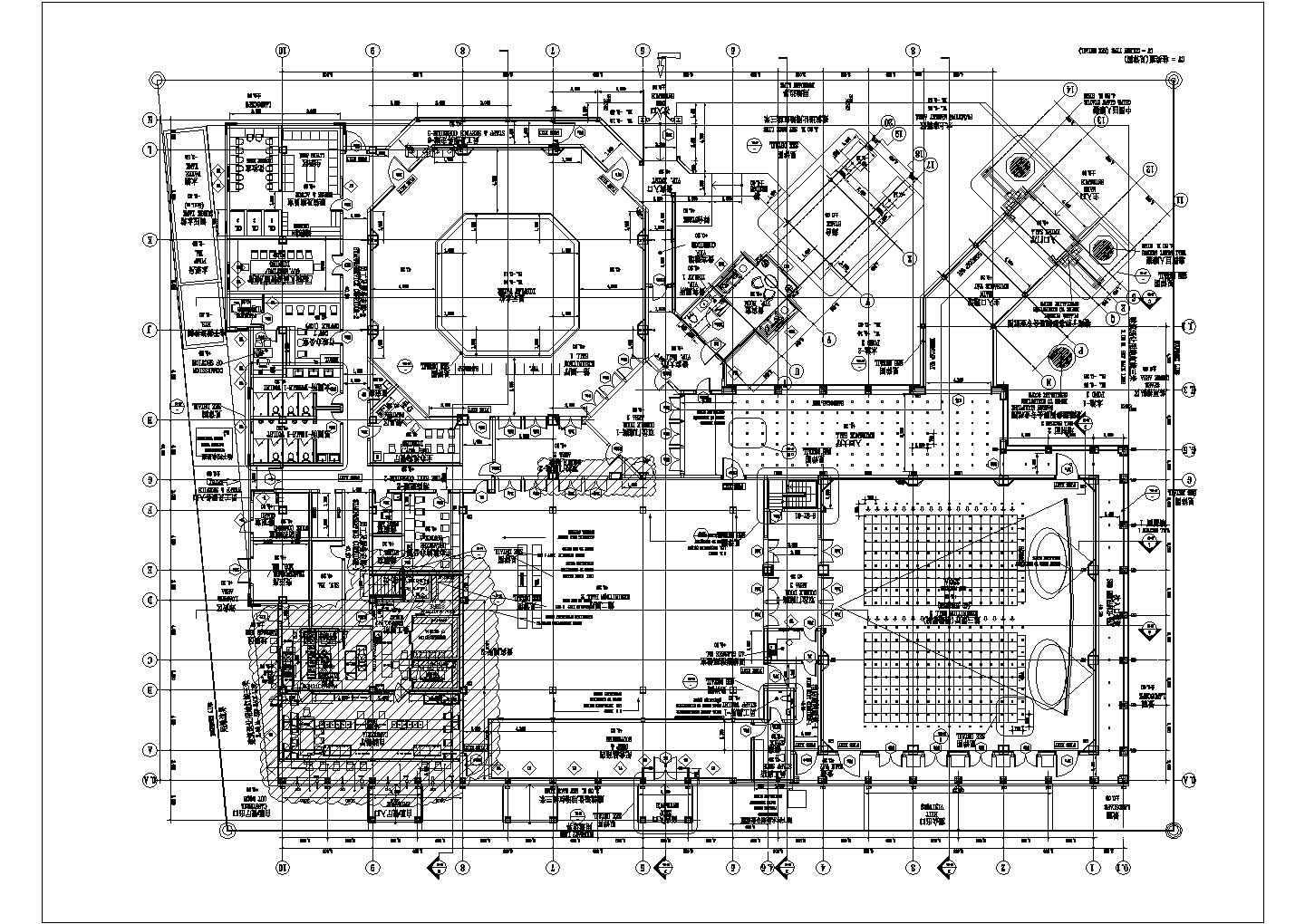 某展览展馆建筑CAD完整构造方案设计图轴立面图