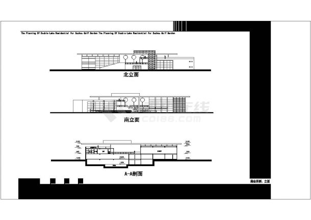 某经济发展区高级会所建筑设计完整方案CAD图纸-图二