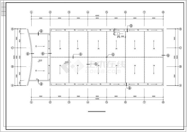 多层食堂建筑CAD平面布置参考图-图一