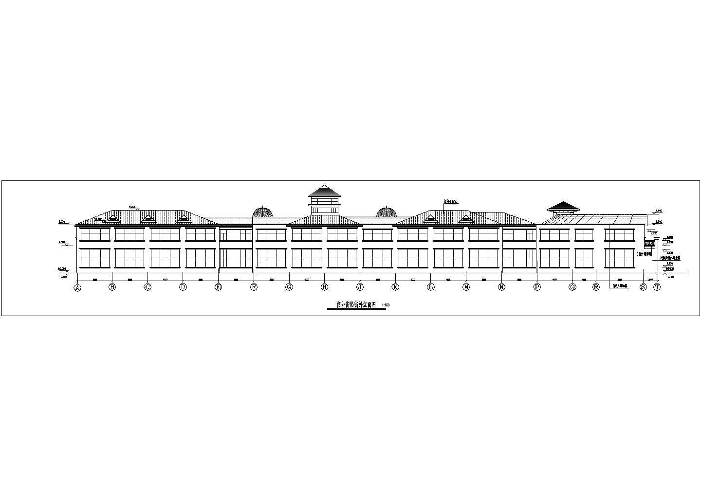 某经济发展区商业街建筑完整设计方案CAD图纸