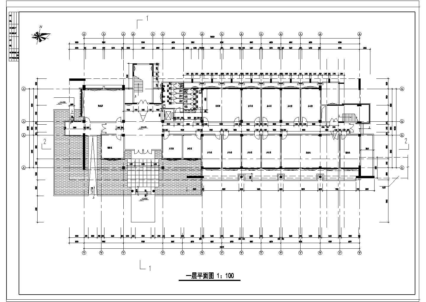 某学院行政办公楼CAD框架结构设计详细平面图
