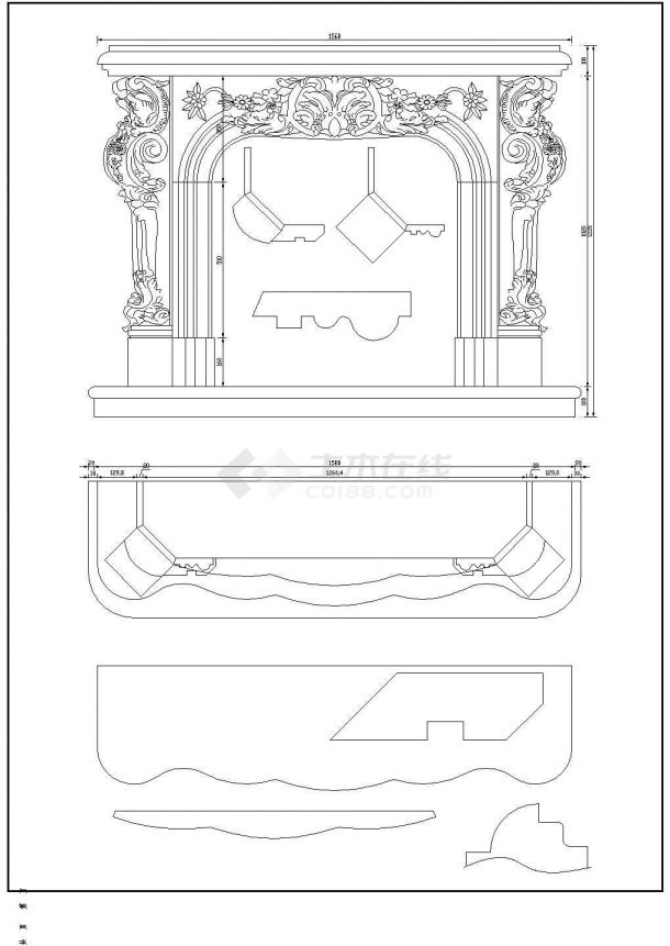 某21套壁炉平面立面剖面CAD设计详细图纸-图二