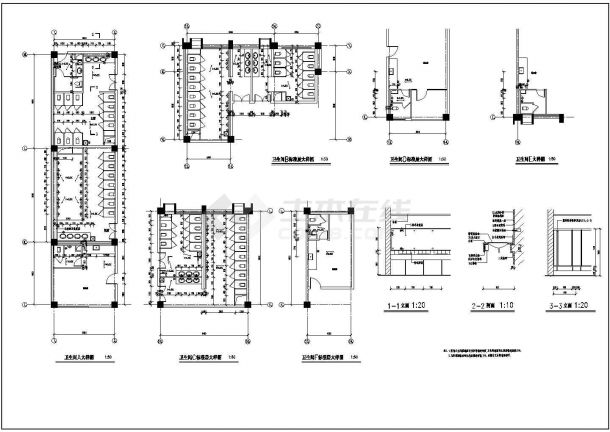 某大学教学楼楼梯CAD建筑施工设计图大样图-图二