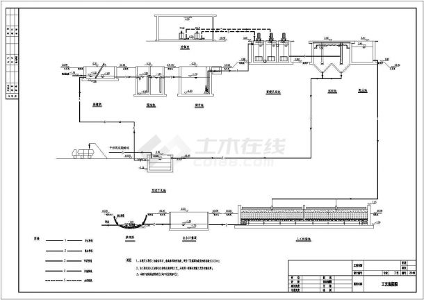 某污水厂工艺流程图CAD节点详细施工图纸-图一
