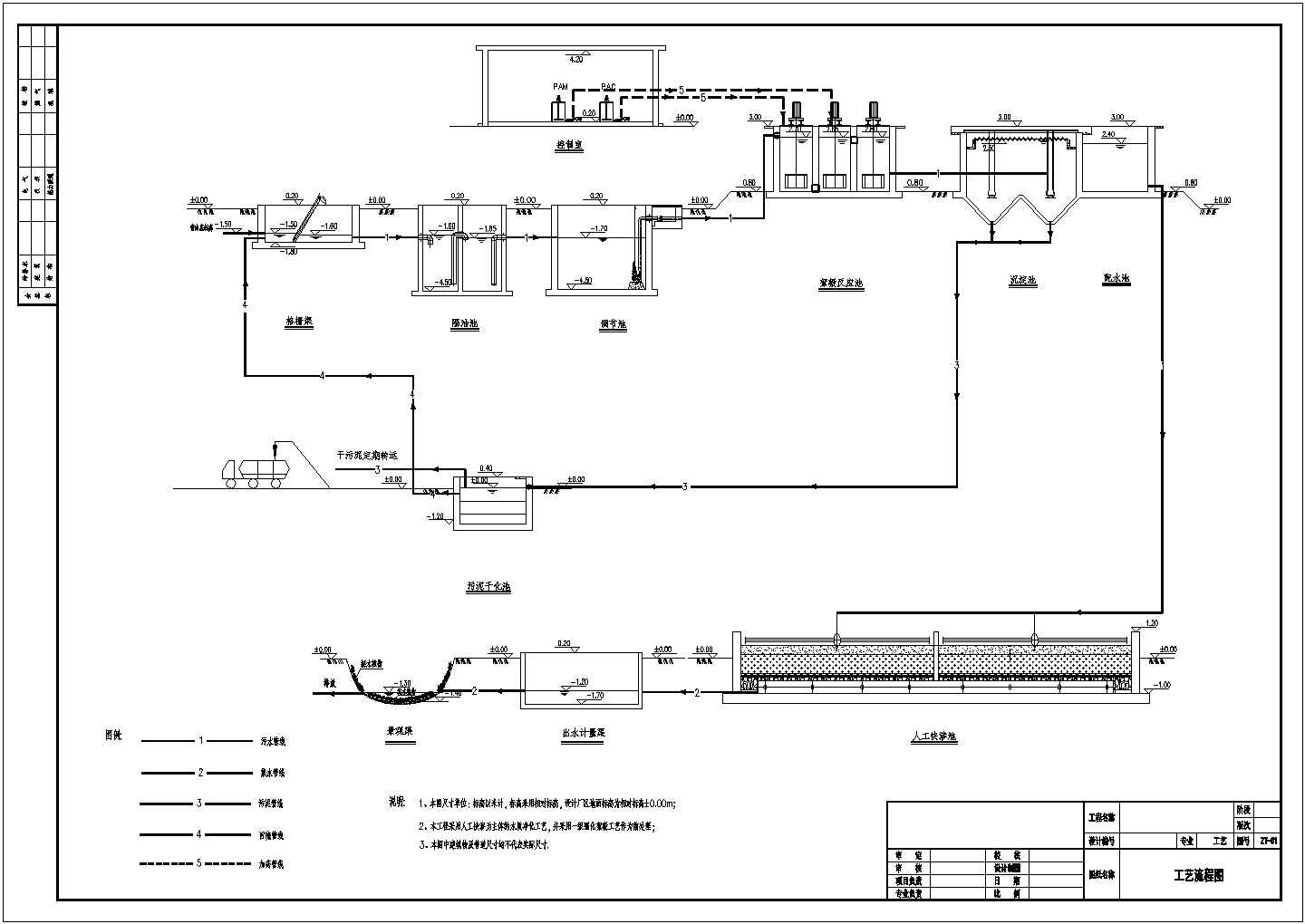 某污水厂工艺流程图CAD节点详细施工图纸