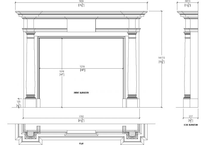某42壁炉平面立面剖面CAD设计图纸_图1