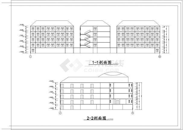 上海某学校行政大楼CAD建筑设计施工大样图-图一
