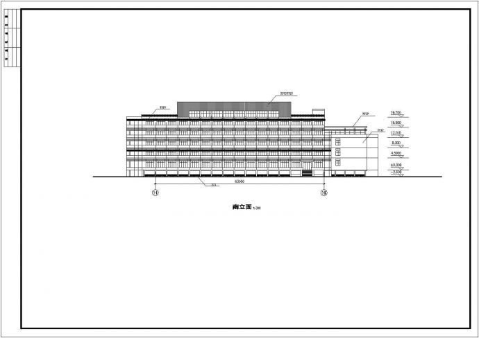 某学校体育馆活动中心CAD设计施工立面图立面_图1