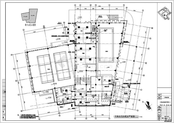 成都某广场会所全套cad图纸（含围护结构节能设计说明，机房平面图，系统图）-图一