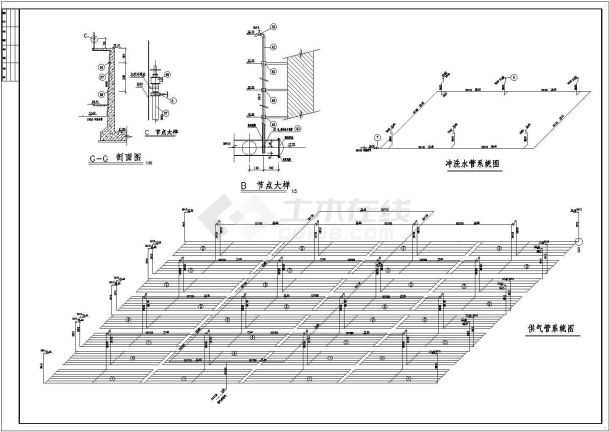 某A2O工艺污水处理厂施工图曝气池水施CAD给排水大样设计图纸-图一