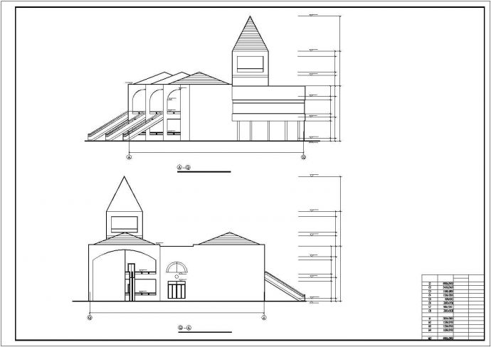 广州某小区2600平米2层框架结构艺术幼儿园平立剖面设计CAD图纸_图1