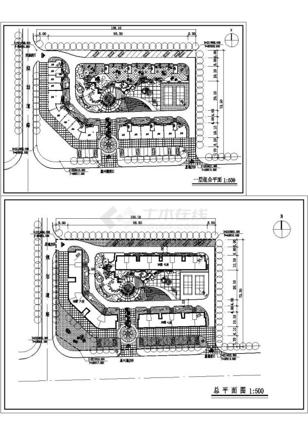 某市区居民小区总体规划平面方案设计施工方案CAD图纸-图一