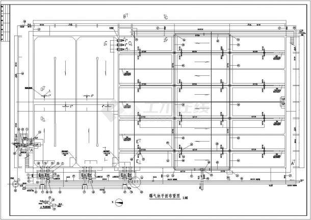 北京市某A2O工艺污水处理厂图纸曝气池水施CAD给排水设计图-图二