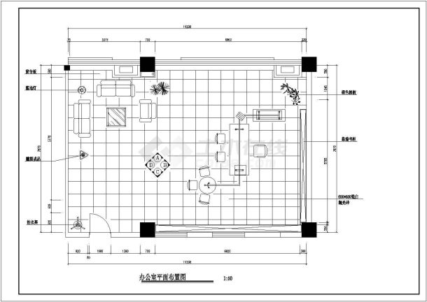 某公司办公室装修设计CAD图纸-图二