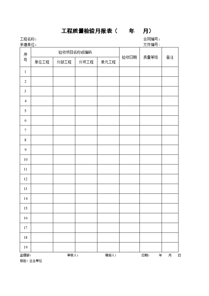 某地区工程质量检验月报表详细文档-图一