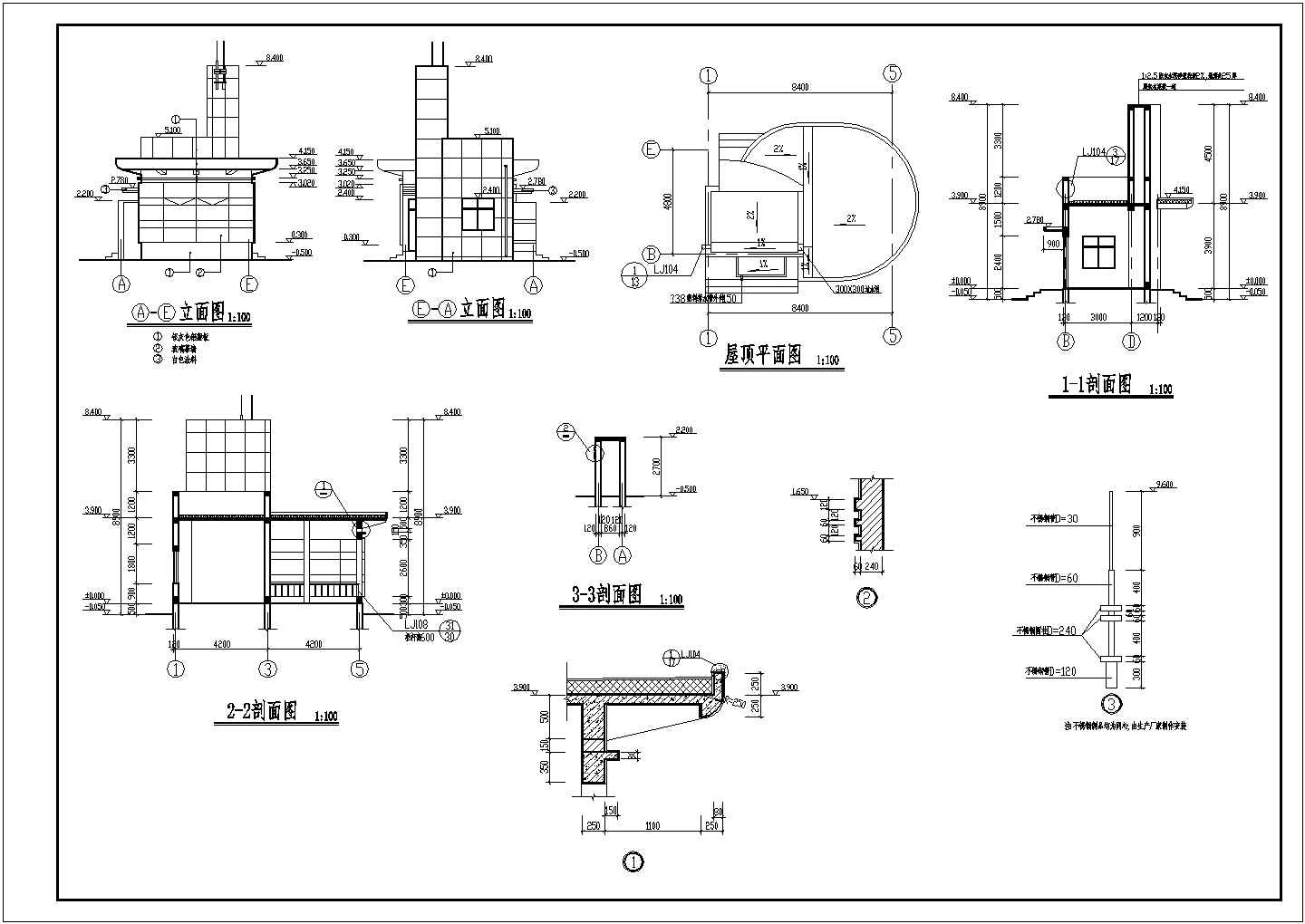 工业园某传达室大门建筑设计CAD图