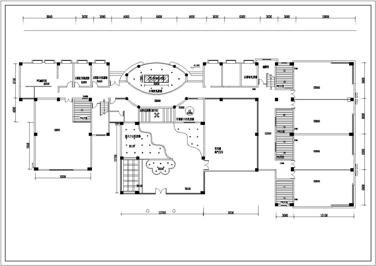 某社区1900平米3层框架结构社区幼儿园装修施工CAD设计图纸