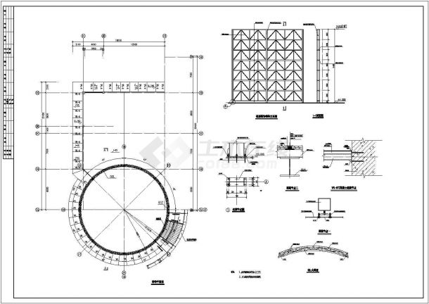 钢结构设计_多层带网架顶钢结构会所设计CAD图-图二