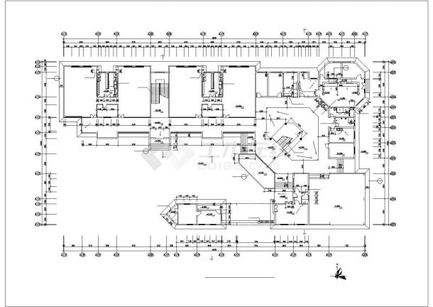 天津市某小区3层框架结构现代化幼儿园平立剖面设计CAD图纸-图一