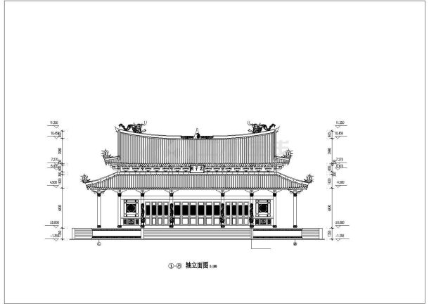 长23.58米 宽15.72米 一层道家仿古建筑大殿设计图.共九张-图一