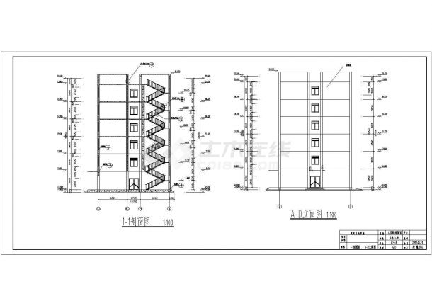 郑州市教委框架结构综合办公楼建筑cad图，共八张-图二